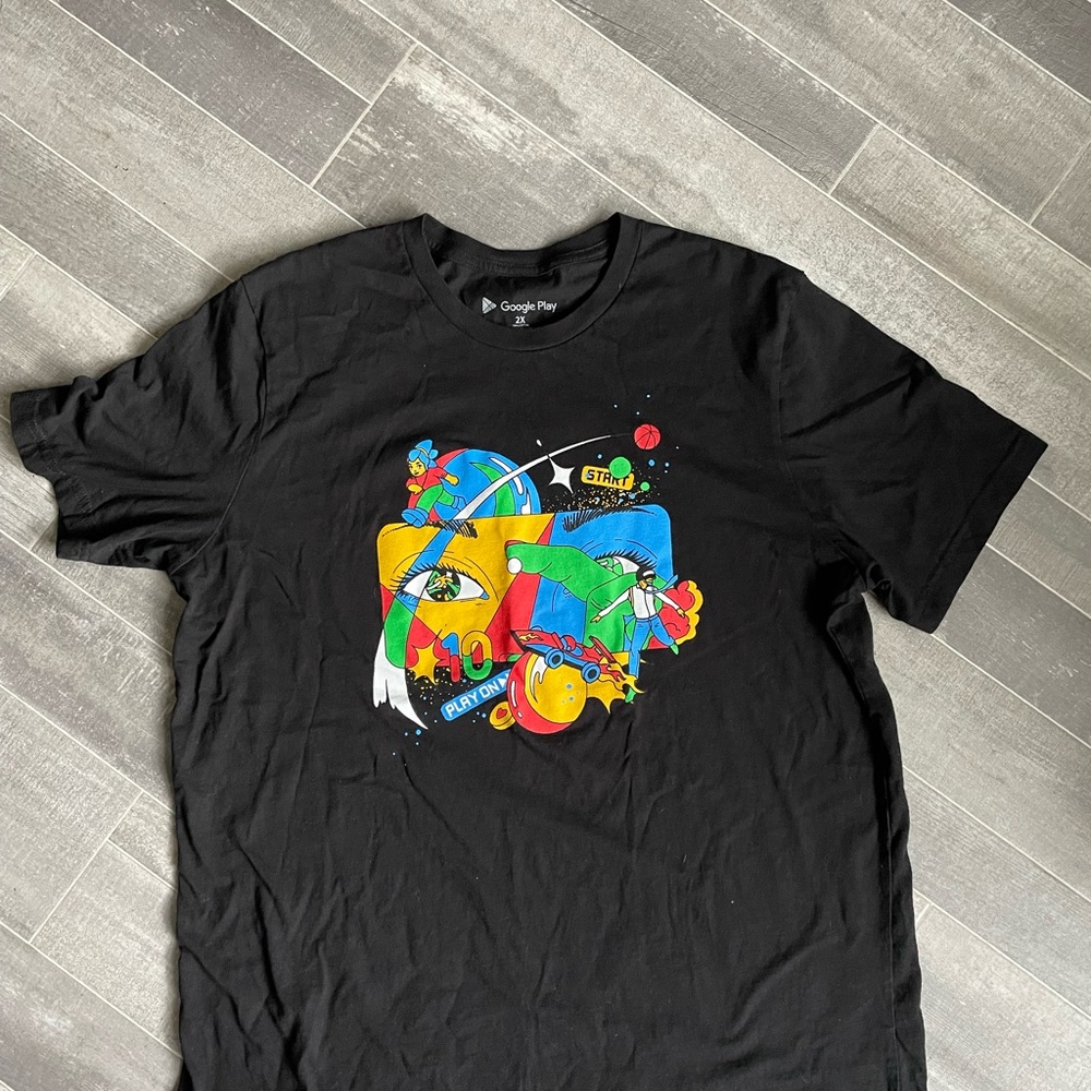 Google Play Graphic T Shirt Exclusive Artwork by Naomi Otsu Limited Ed Mens 2XL
